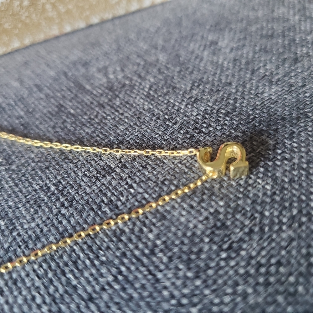 "S" Intial 14K Gold Necklace - Picture 6 of 8